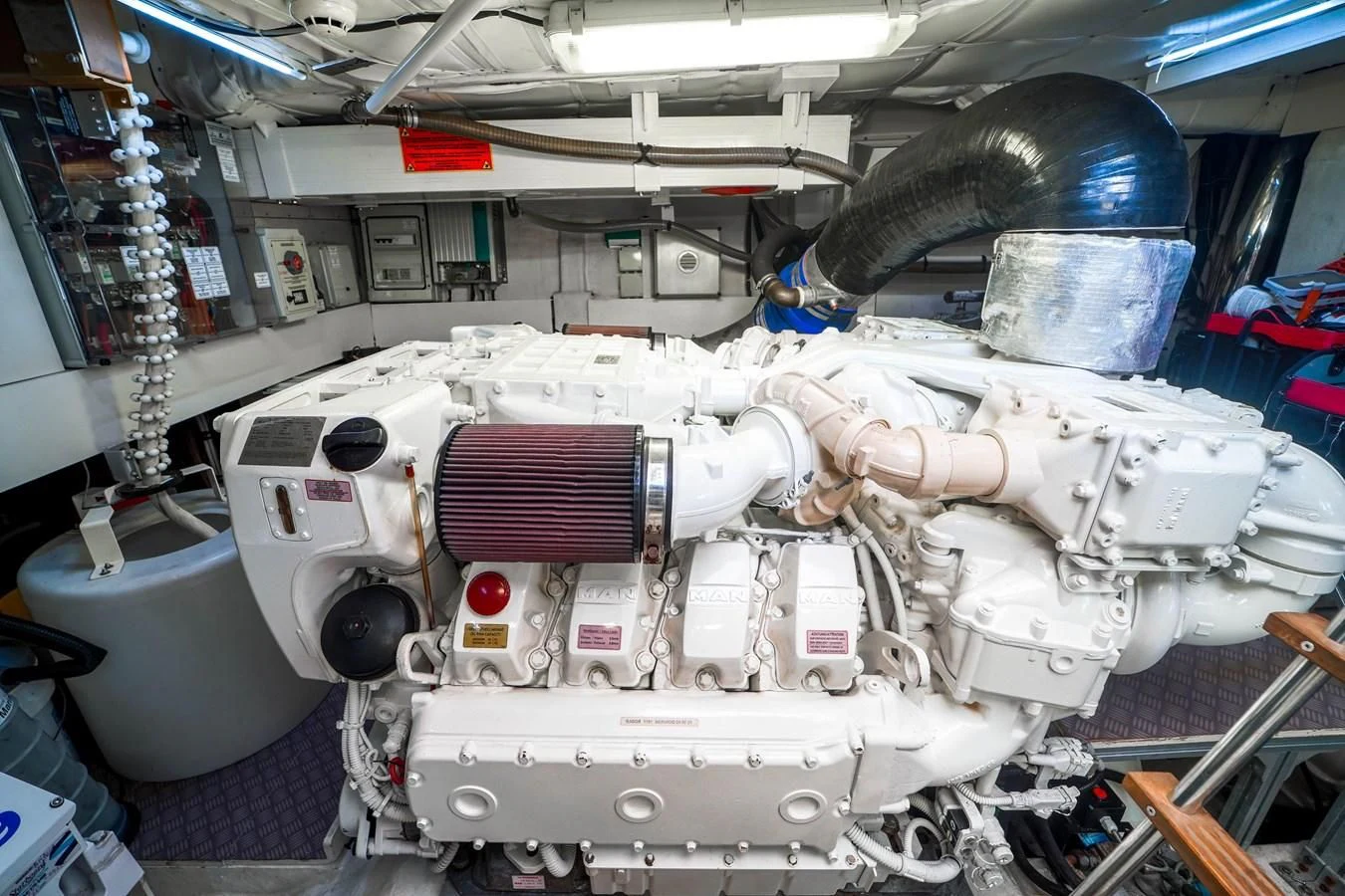 a machine with a large metal pipe aboard KATARIINA XO Yacht for Sale