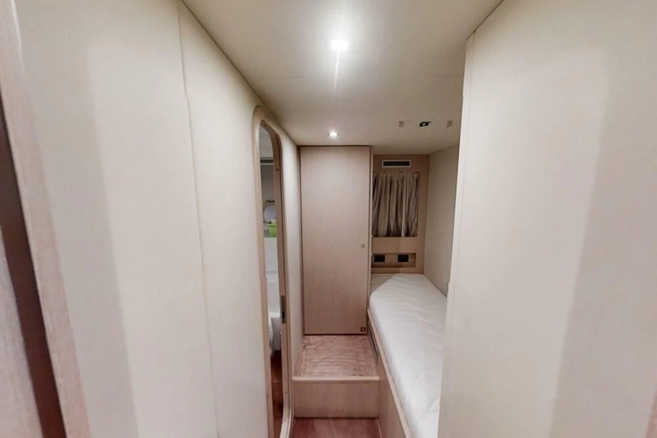 a hallway with white walls aboard KATARIINA XO Yacht for Sale