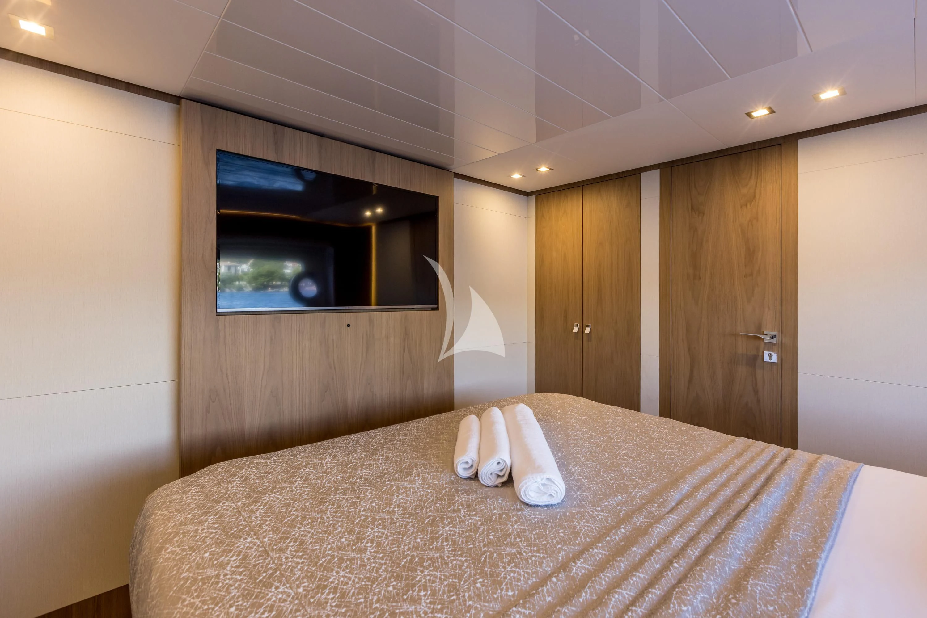 a foot on a bed aboard KATARIINA XO Yacht for Sale