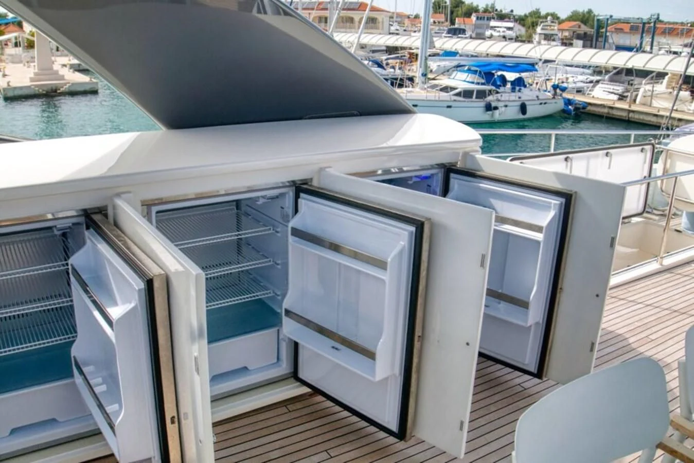 a boat with a door open aboard KATARIINA XO Yacht for Sale