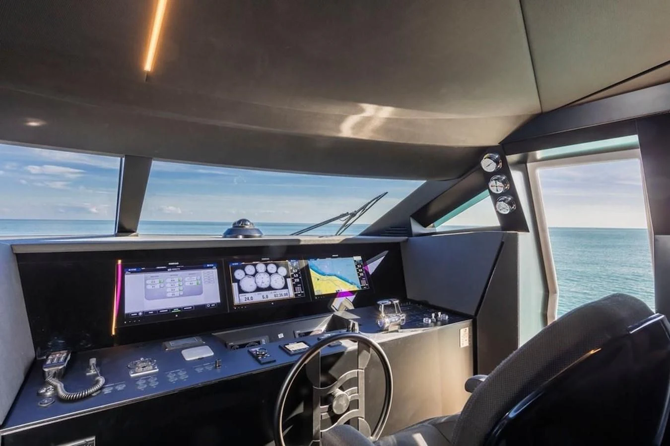 a control panel in a vehicle aboard KATARIINA XO Yacht for Sale