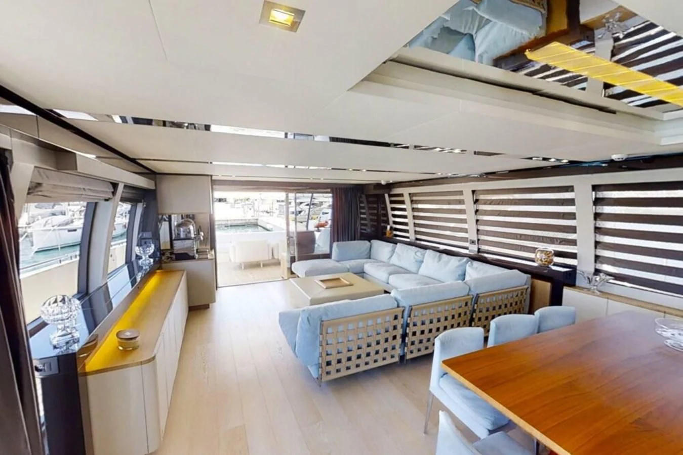 a room with a couch and a table aboard KATARIINA XO Yacht for Sale