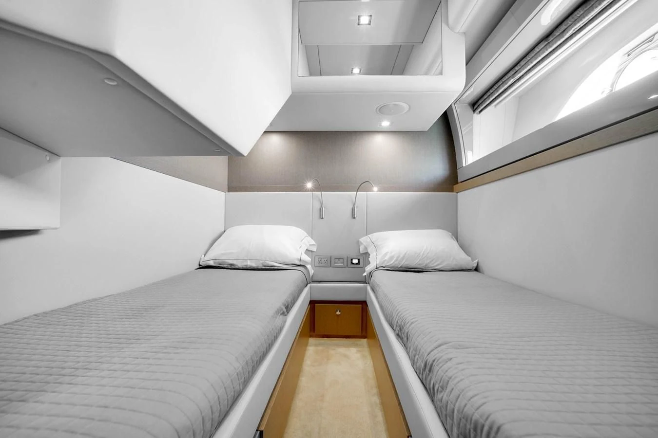 a room with two beds aboard KATARIINA XO Yacht for Sale