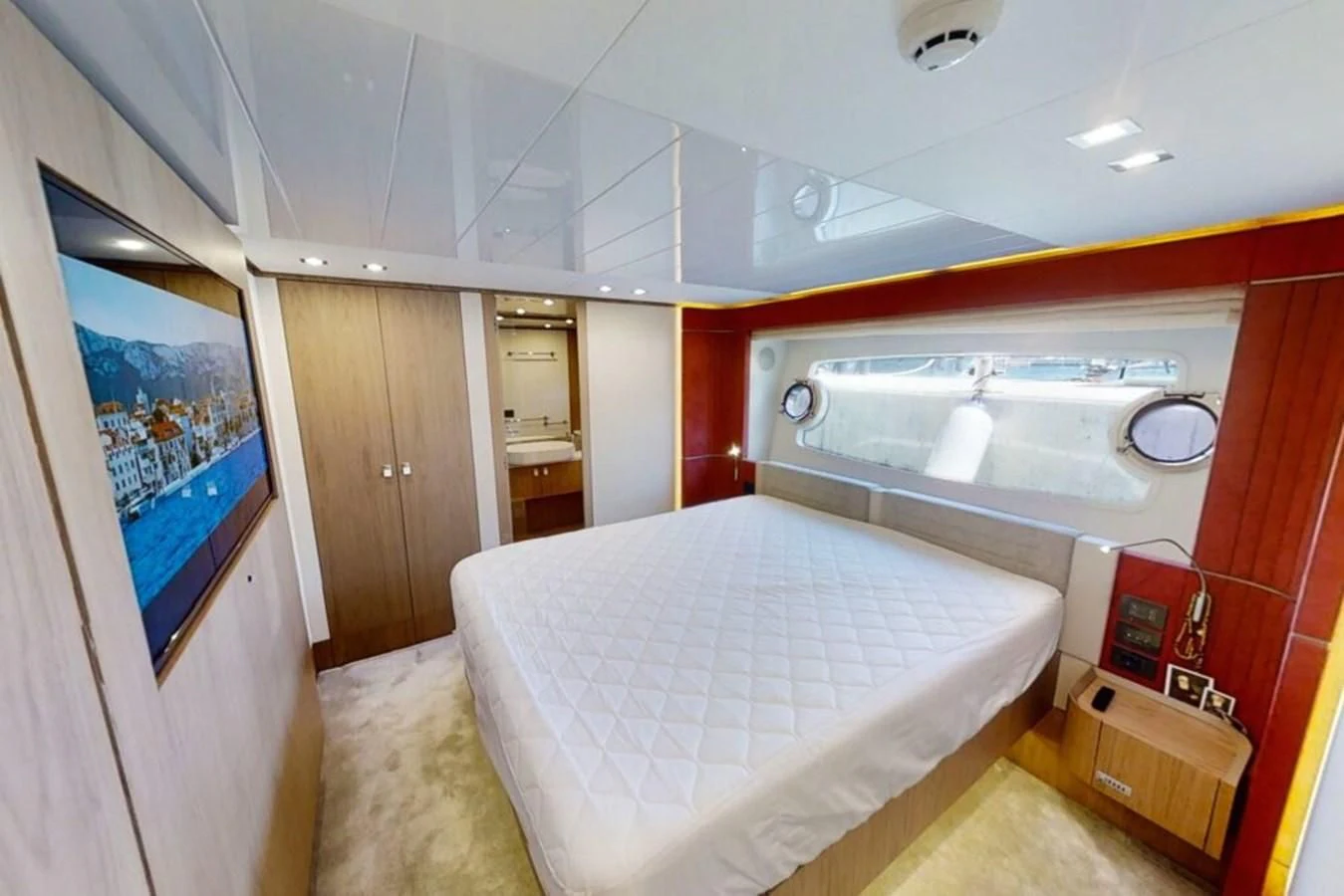 a bathroom with a large bathtub aboard KATARIINA XO Yacht for Sale