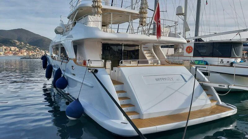 a boat in the water aboard SERENITY MIA Yacht for Sale