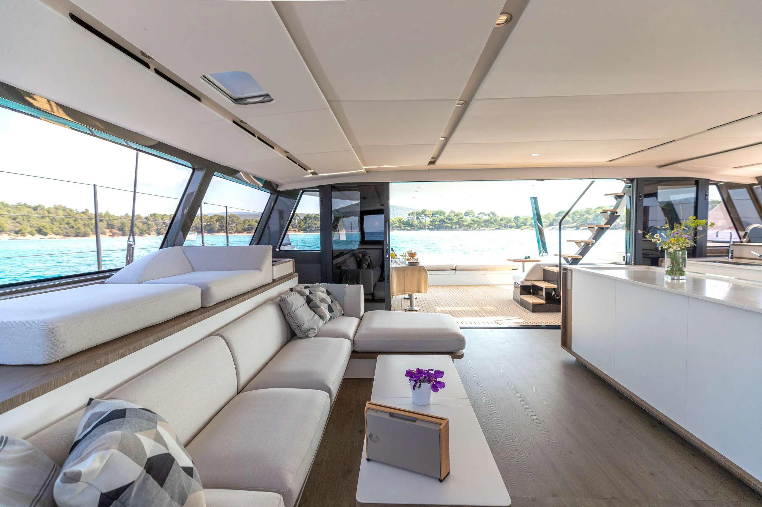 inside of a car aboard WONDERFUL Yacht for Charter