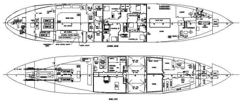 diagram, engineering drawing aboard BART ROBERTS Yacht for Sale