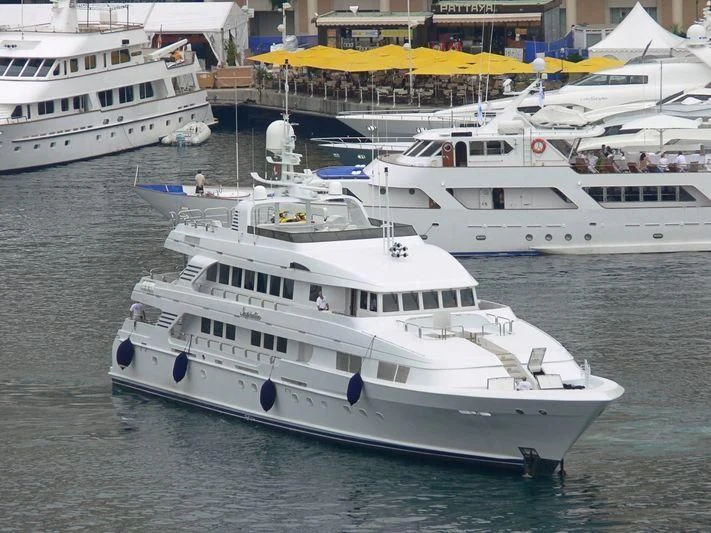 a group of boats in a harbor aboard INSPIRATION Yacht for Sale
