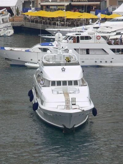 a group of boats in a harbor aboard INSPIRATION Yacht for Sale