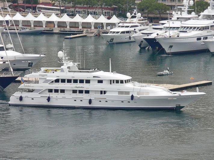 a group of boats in a harbor aboard INSPIRATION Yacht for Sale