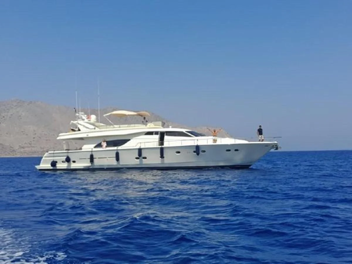 a white boat in the water aboard 2000 FERRETTI  80 Yacht for Sale