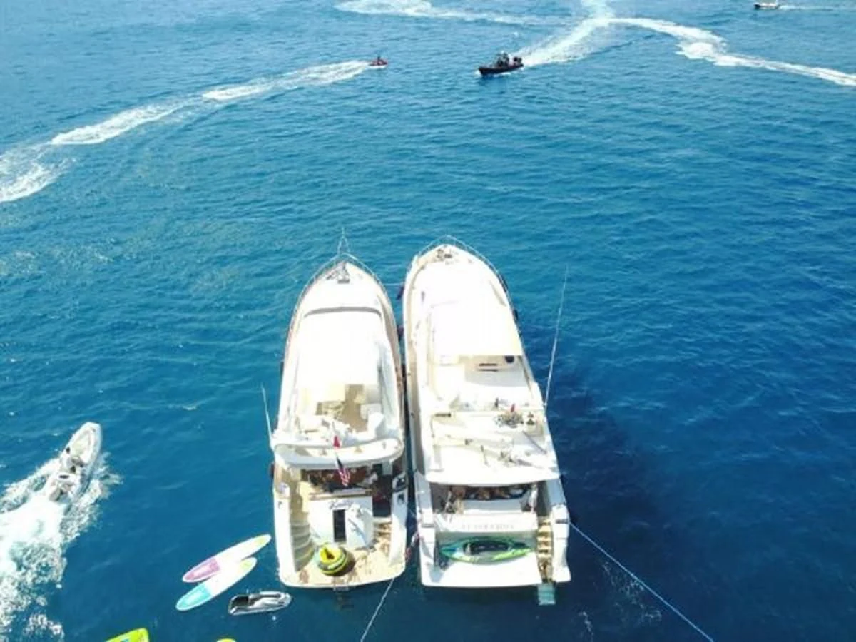 a group of boats in the water aboard 2000 FERRETTI  80 Yacht for Sale