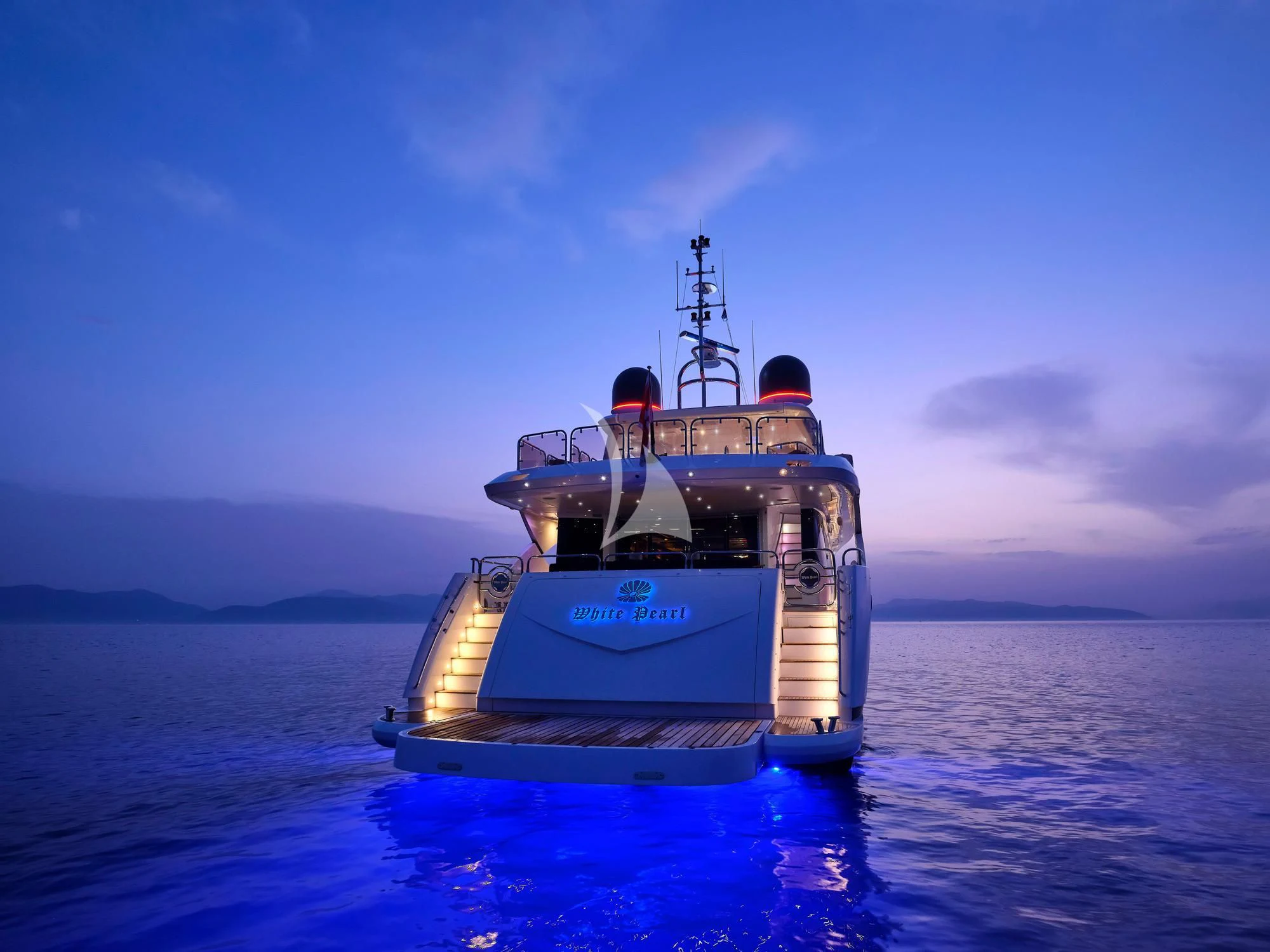 a boat in the water aboard WHITE PEARL I Yacht for Sale