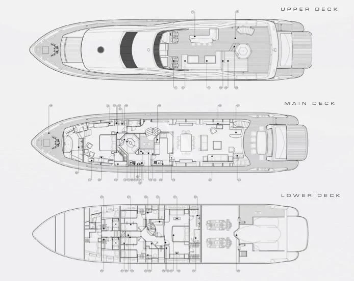 diagram, engineering drawing aboard WHITE PEARL I Yacht for Sale