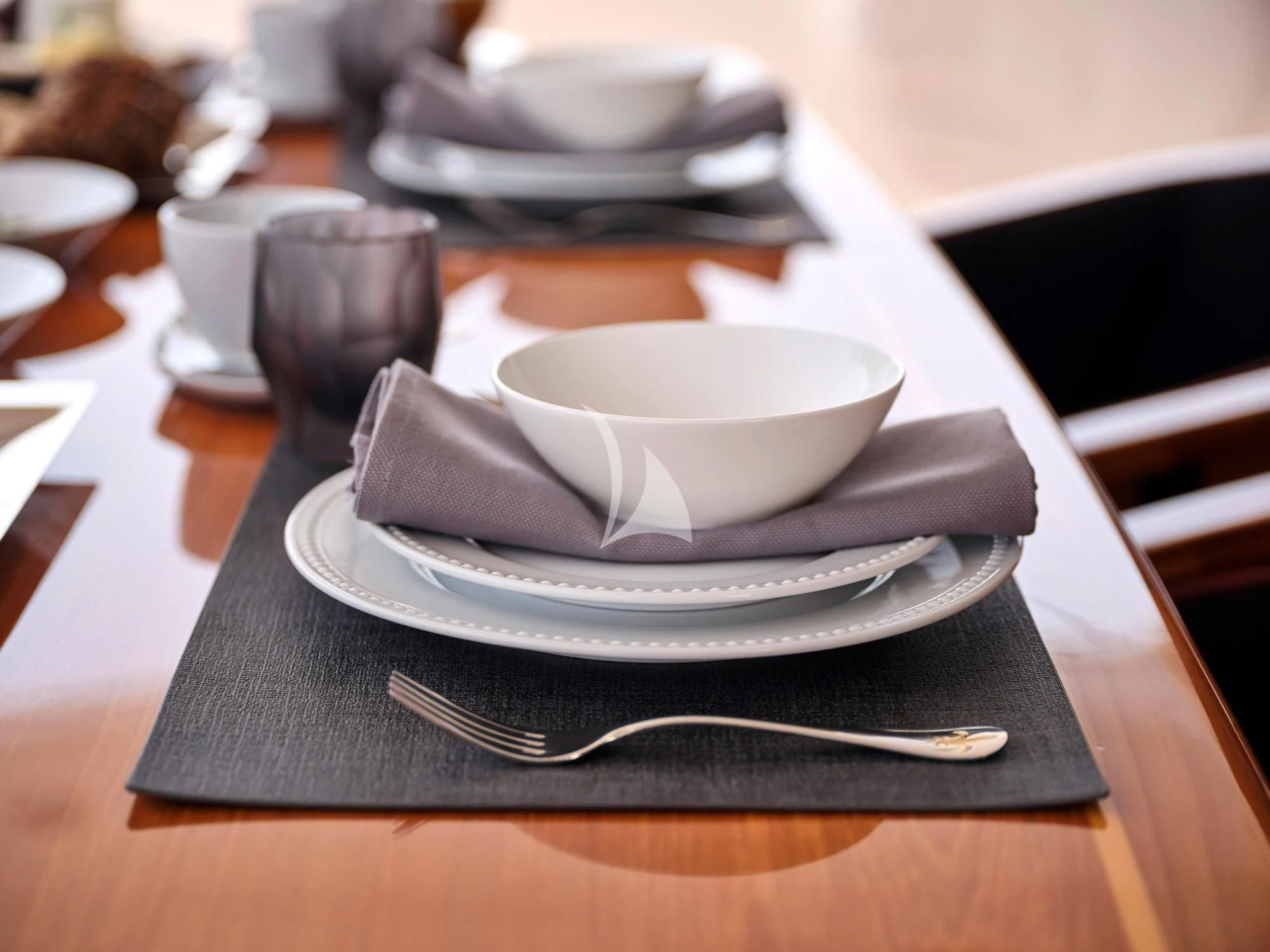 a bowl of food on a plate aboard WHITE PEARL I Yacht for Sale
