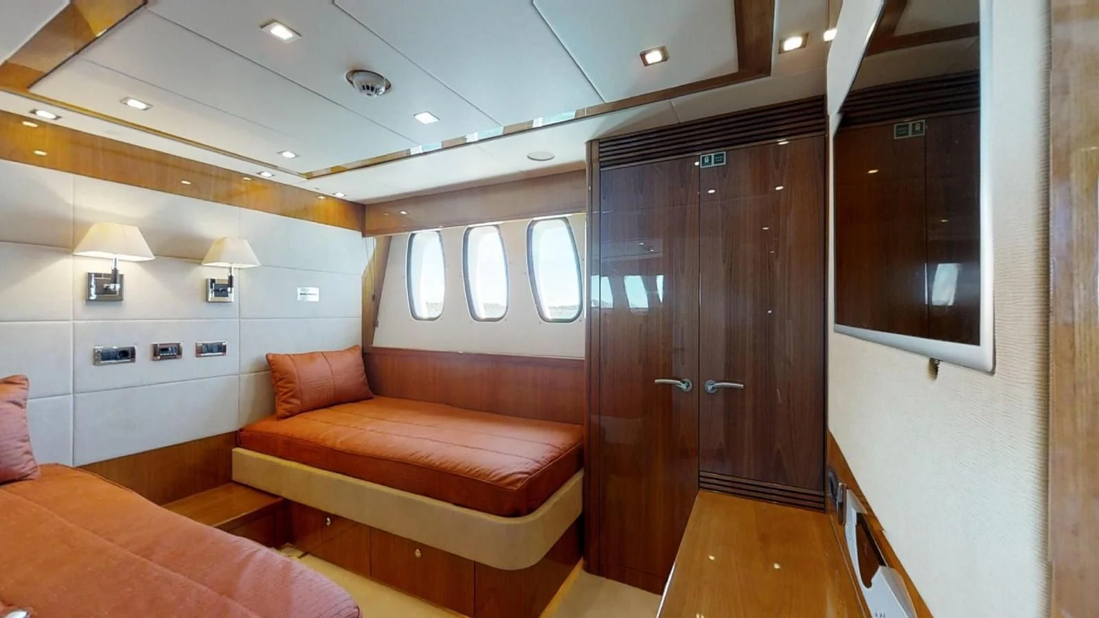 a room with a couch and a door aboard WHITE PEARL I Yacht for Sale