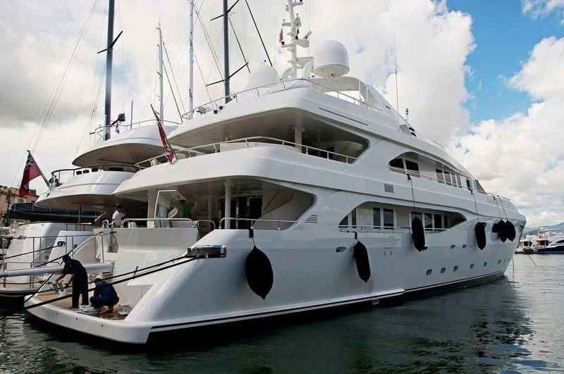 a large white yacht aboard HAPPY LIFE Yacht for Sale