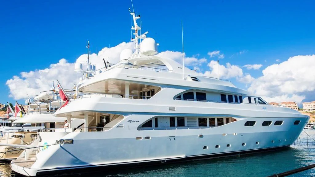 a large white yacht aboard HAPPY LIFE Yacht for Sale