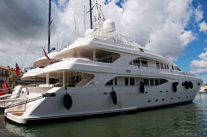 a white yacht in the water aboard HAPPY LIFE Yacht for Sale