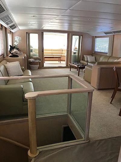 a living room with a pool table aboard LADY GRAY Yacht for Sale