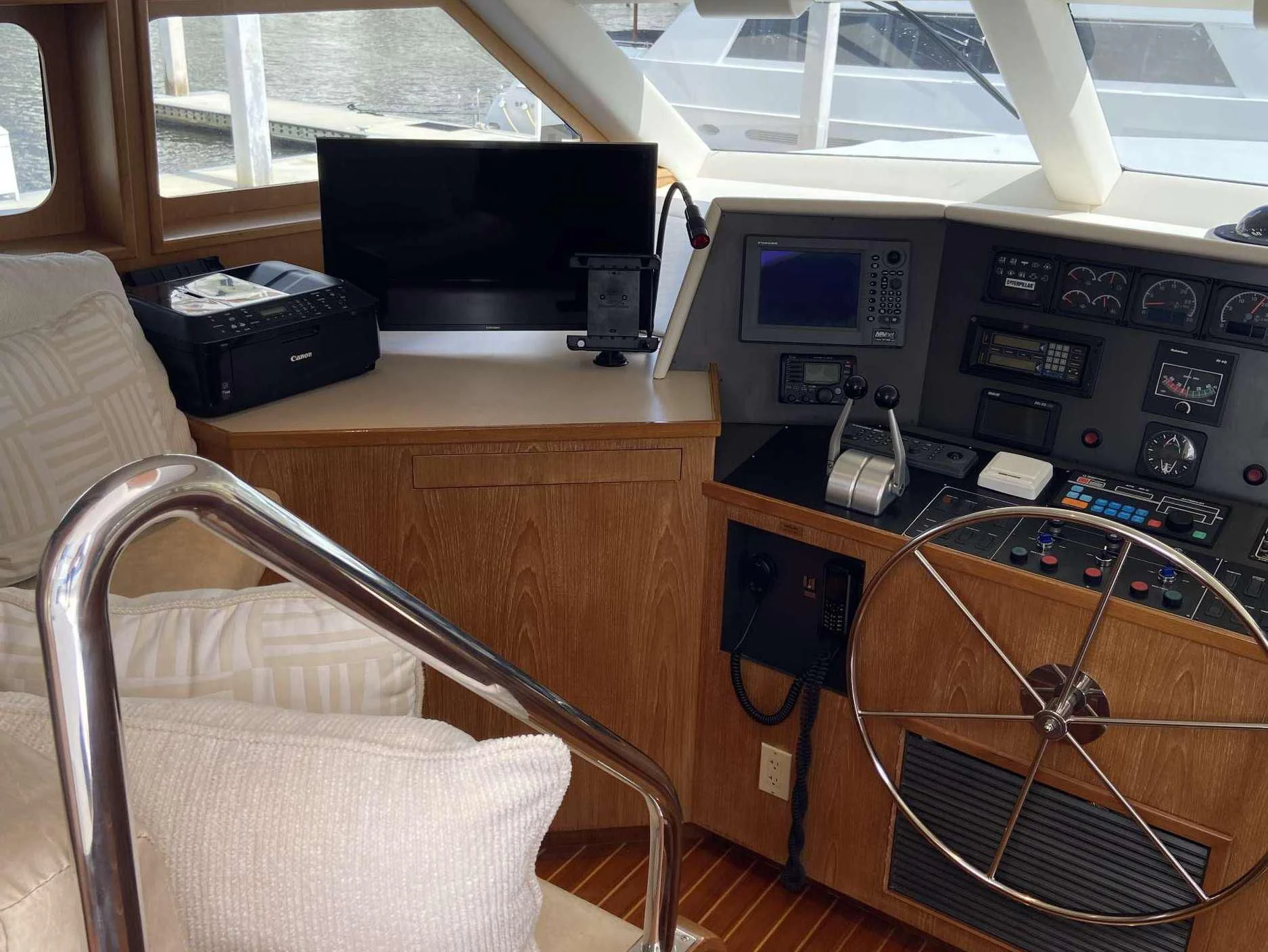a desk with a computer and a chair aboard LADY GRAY Yacht for Sale