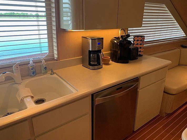 a kitchen with a coffee maker aboard LADY GRAY Yacht for Sale