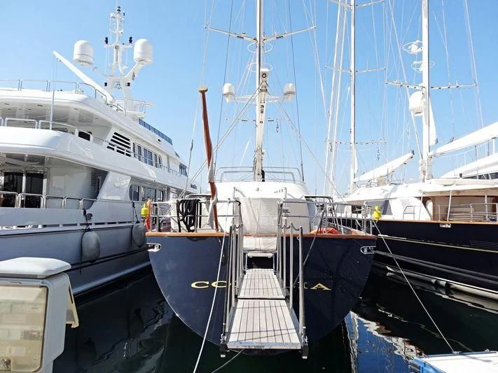 a group of boats are parked in a harbor aboard BELLE BRISE Yacht for Sale