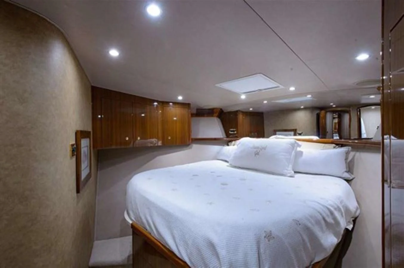 a room with two beds aboard DON'T STOP BELIEVIN Yacht for Sale