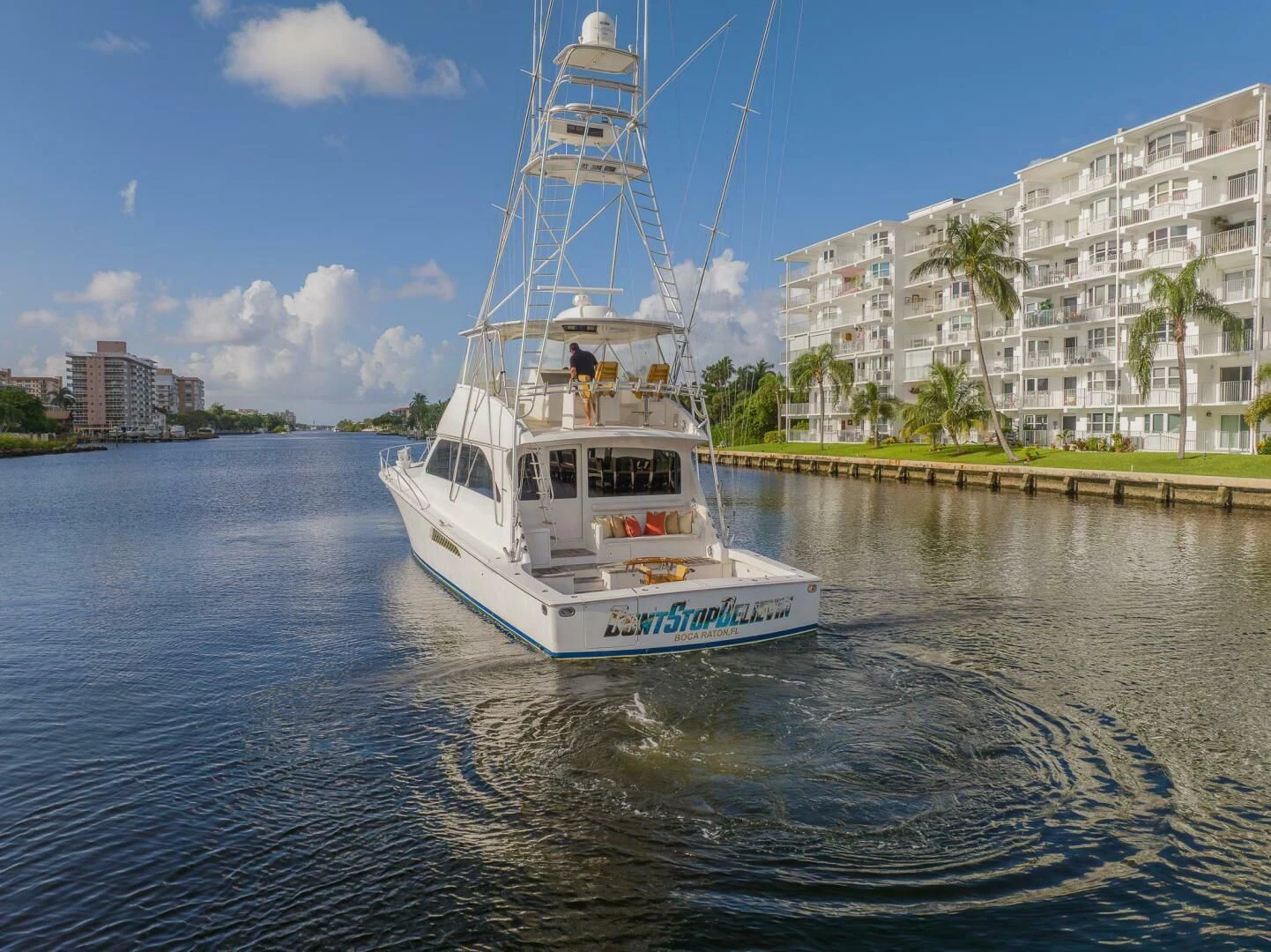 a boat on the water aboard DON'T STOP BELIEVIN Yacht for Sale