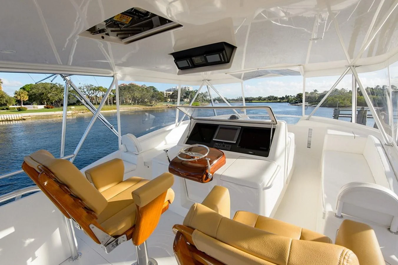 a boat with a laptop on it aboard DON'T STOP BELIEVIN Yacht for Sale