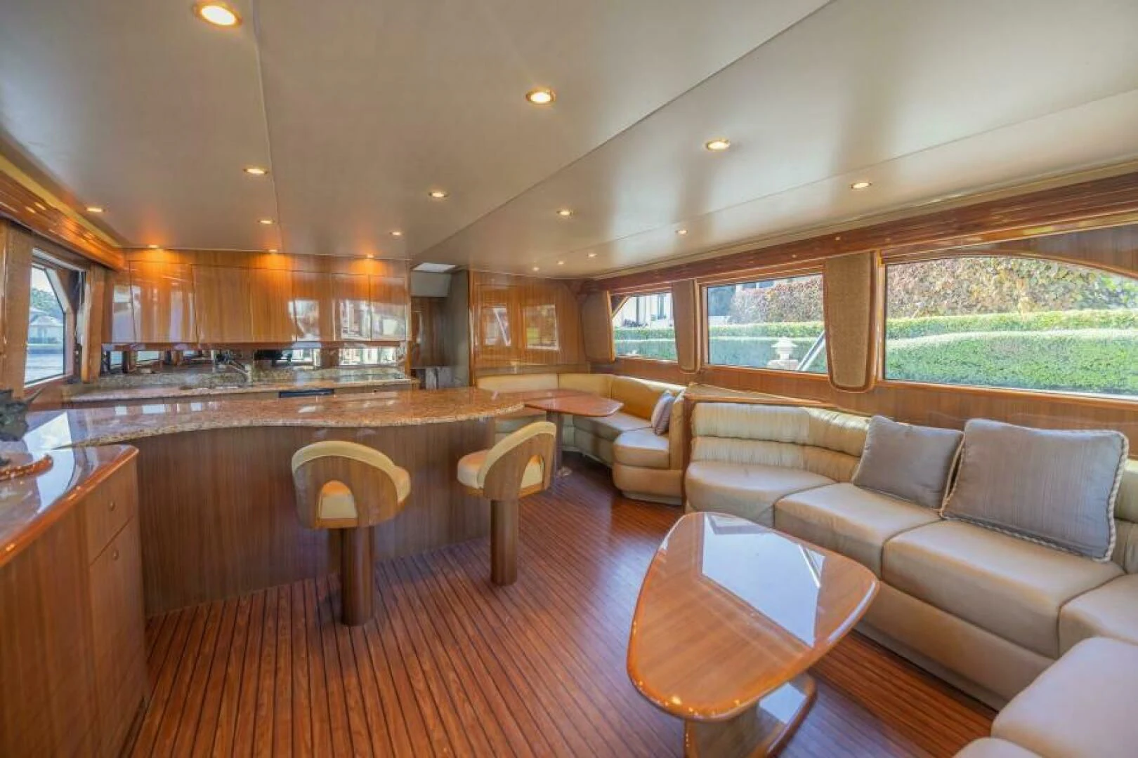 a large kitchen and living room aboard DON'T STOP BELIEVIN Yacht for Sale