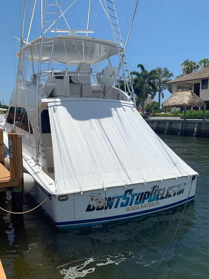 a large white boat aboard DON'T STOP BELIEVIN Yacht for Sale