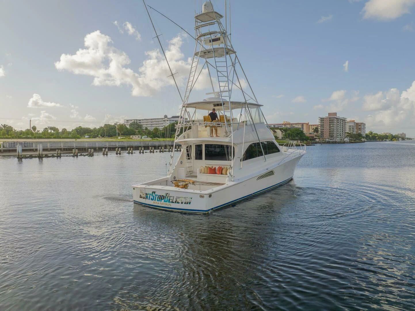a boat on the water aboard DON'T STOP BELIEVIN Yacht for Sale