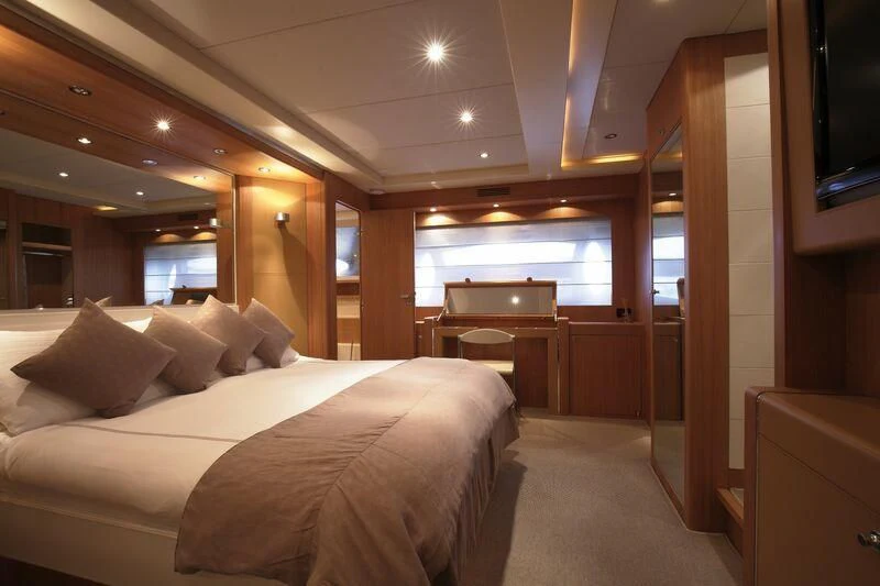 a bed in a room aboard SULA Yacht for Sale