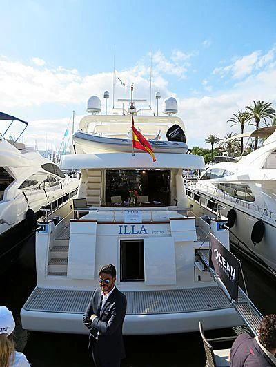 a person standing on a boat aboard ILLA PUERTO PORTALS Yacht for Sale