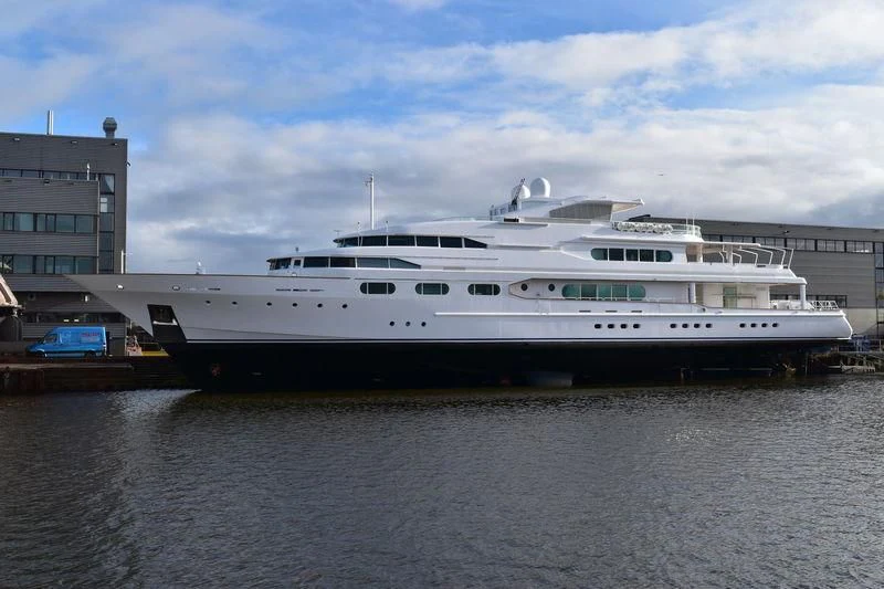 a large white boat aboard DANCING HARE Yacht for Sale