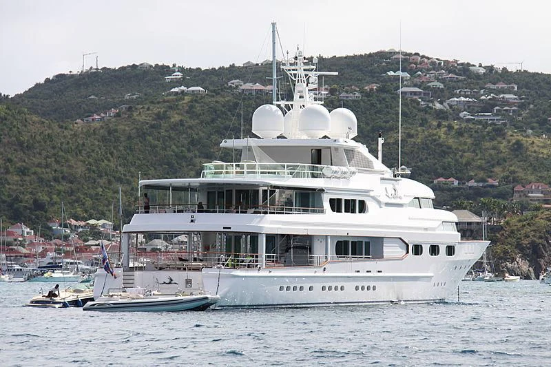 a large white boat in the water aboard DANCING HARE Yacht for Sale