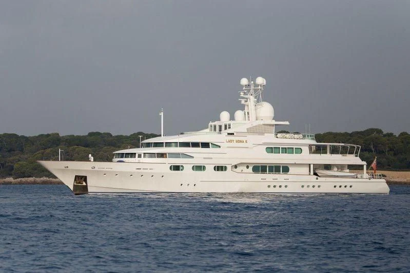 a large white boat in the water aboard DANCING HARE Yacht for Sale