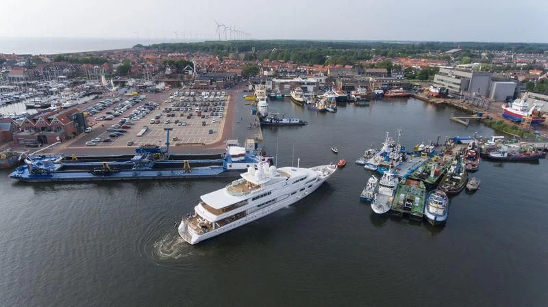 a harbor full of boats aboard DANCING HARE Yacht for Sale