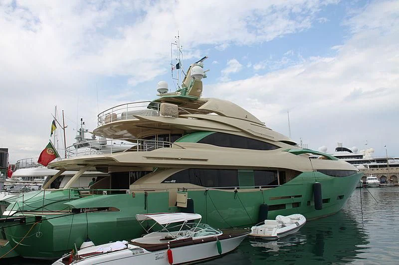a boat docked at a pier aboard ALMAHA Yacht for Sale