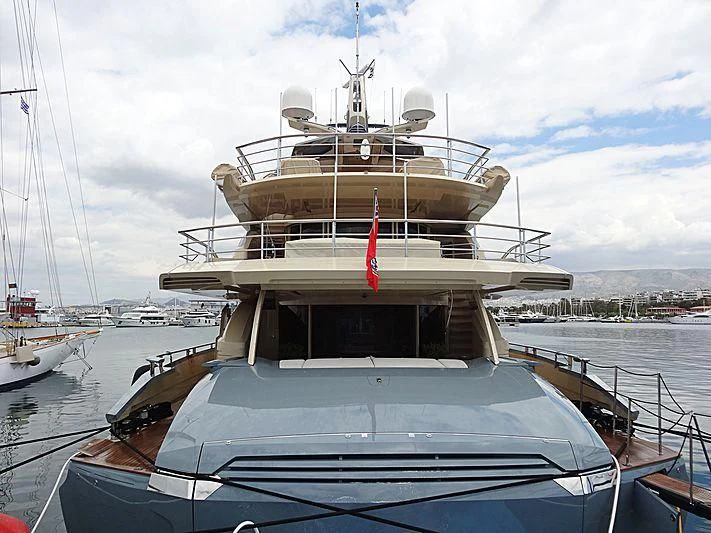 a large boat in a harbor aboard ALMAHA Yacht for Sale