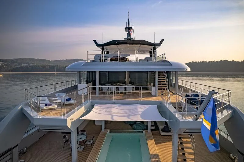 a boat on a boat aboard SPACECAT Yacht for Sale