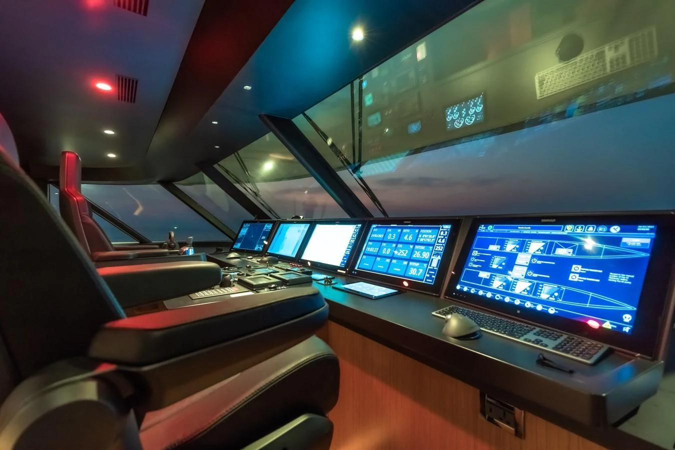 a control panel of a plane aboard SPACECAT Yacht for Sale