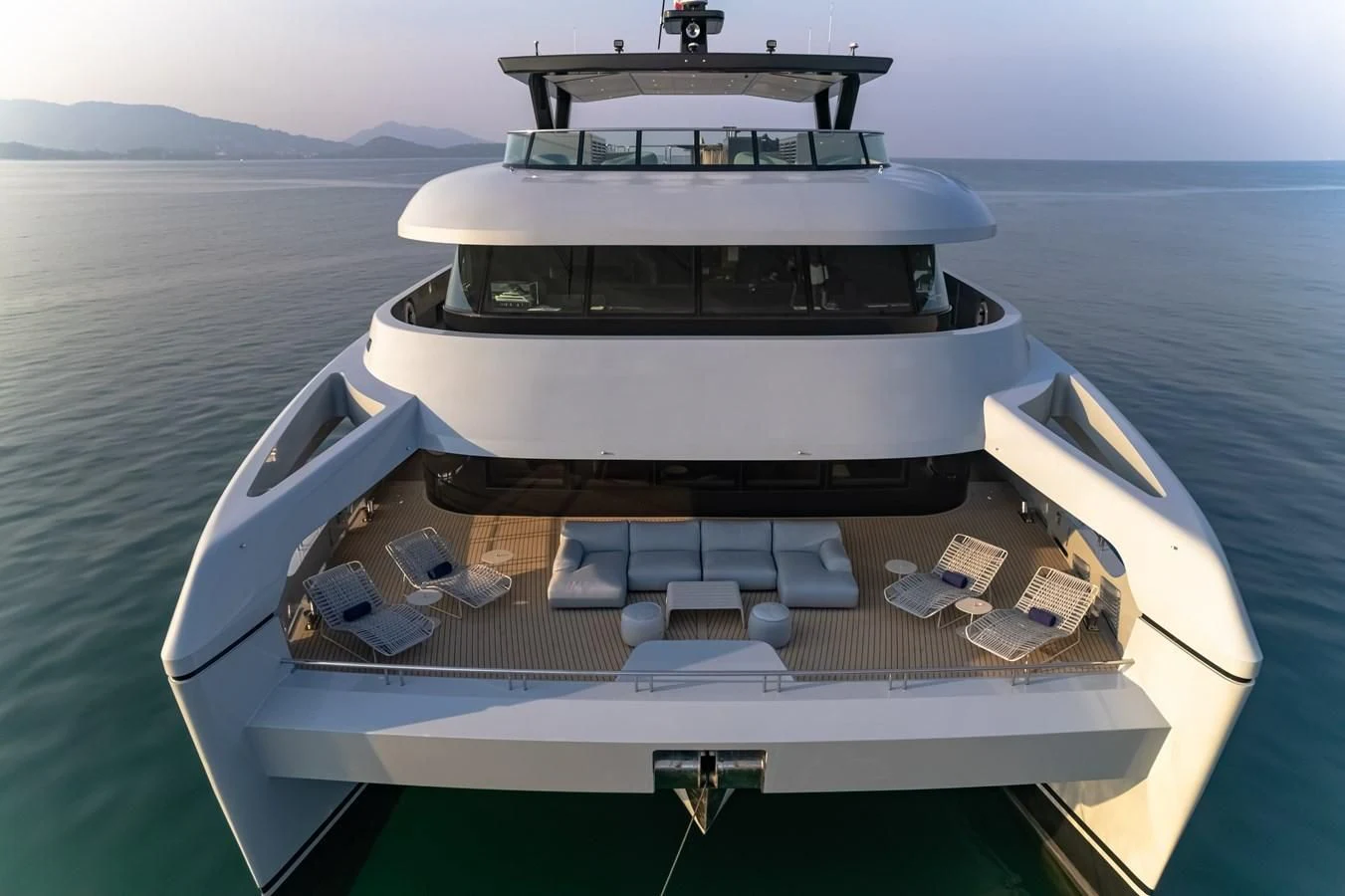 a boat on the water aboard SPACECAT Yacht for Sale