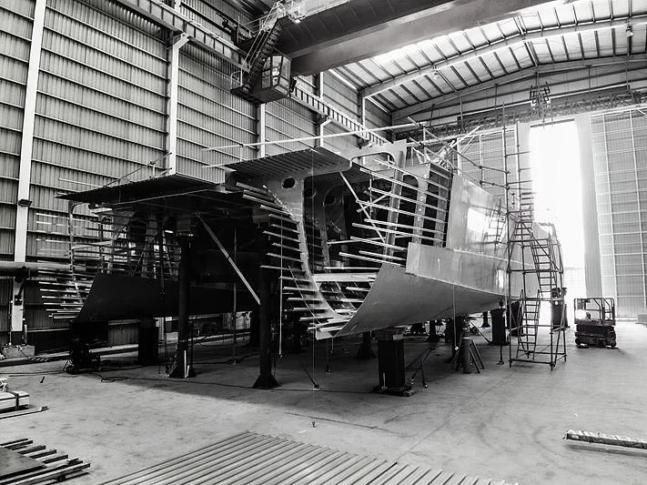 a machine inside a factory aboard SPACECAT Yacht for Sale