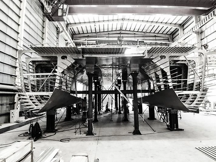 a large machine inside a building aboard SPACECAT Yacht for Sale