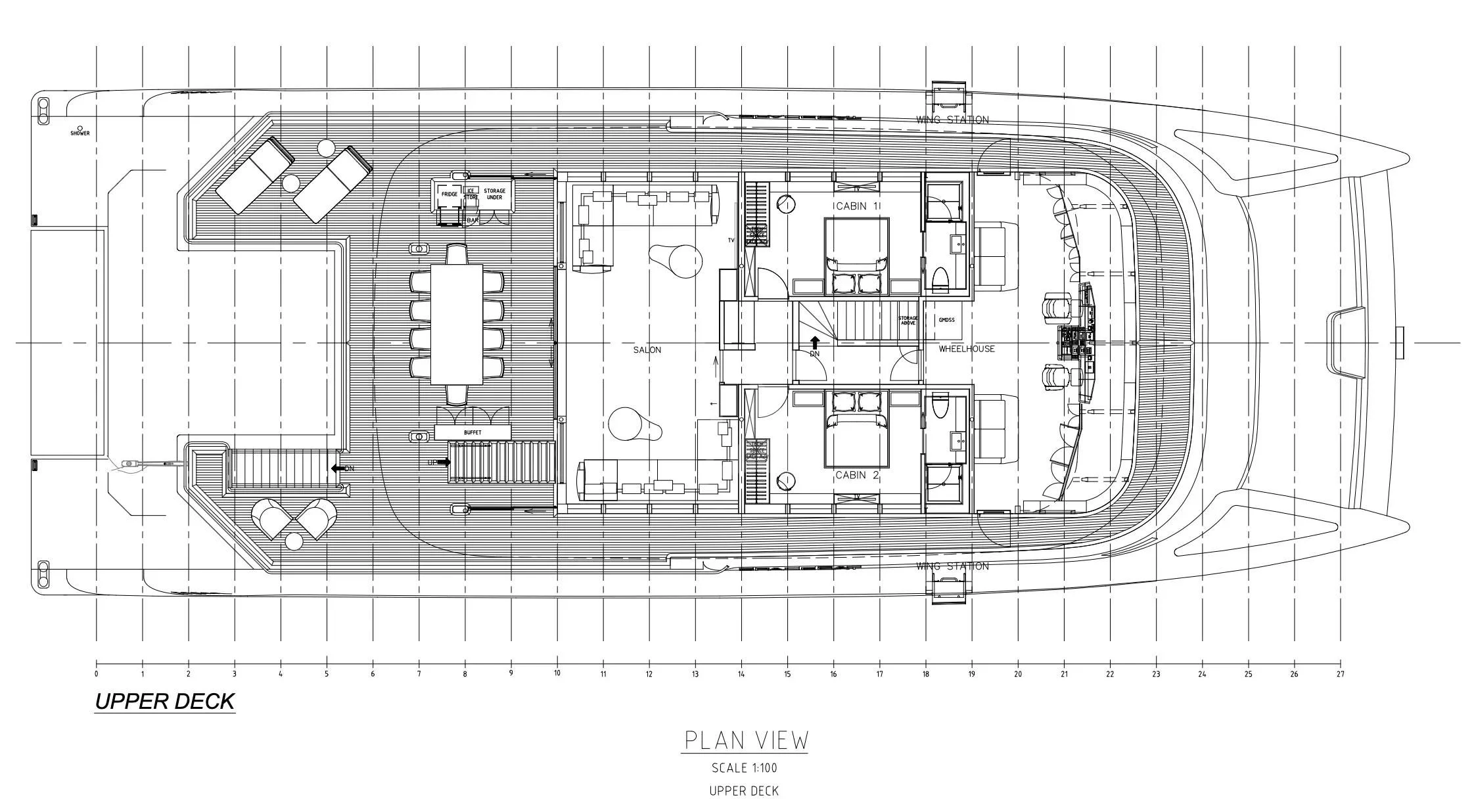 diagram, engineering drawing aboard SPACECAT Yacht for Sale