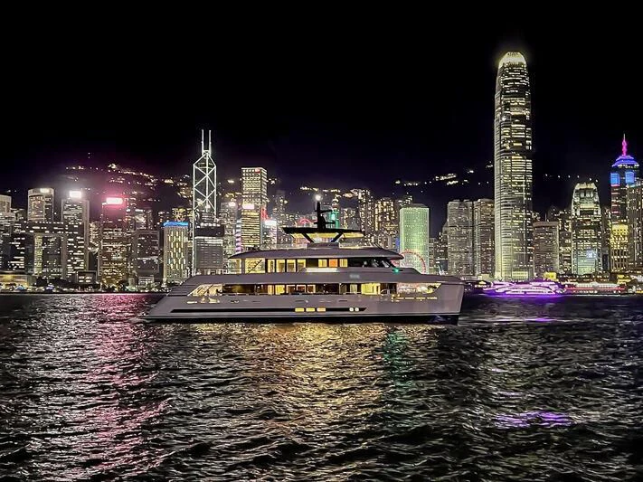 a boat in the water aboard SPACECAT Yacht for Sale