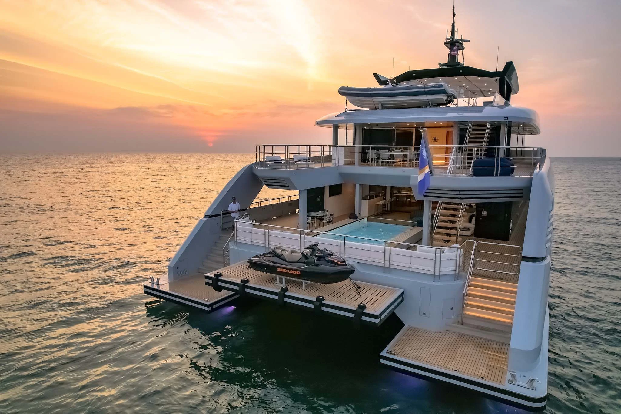 a boat in the water aboard SPACECAT Yacht for Sale