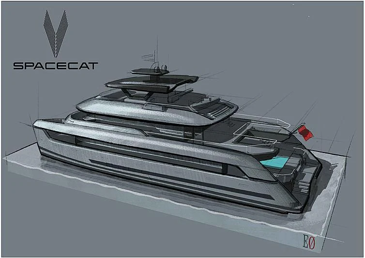 diagram, engineering drawing aboard SPACECAT Yacht for Sale
